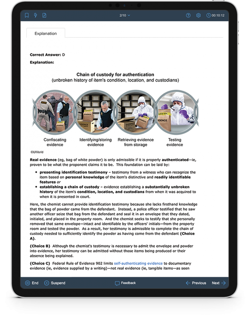 uworld legal qbank tablet example questions