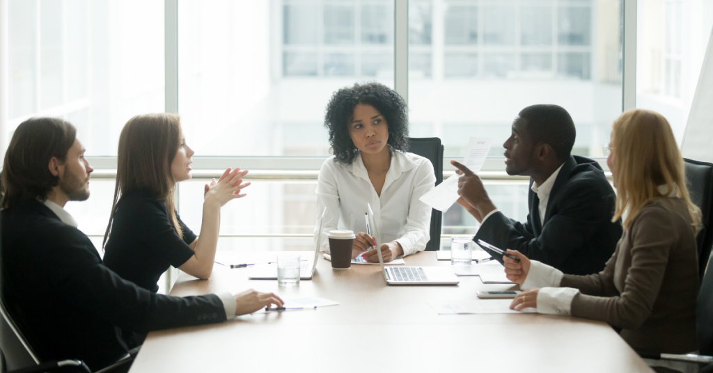 legal team discusses case