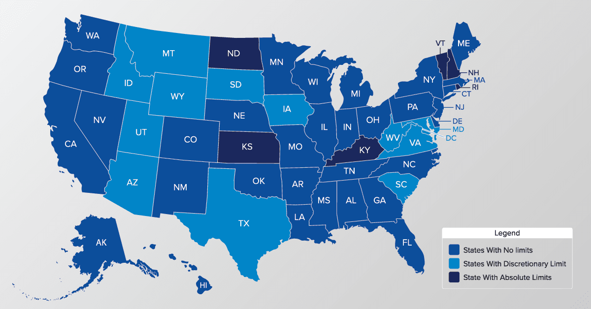 Map showing how many times you can take the bar exam by state.