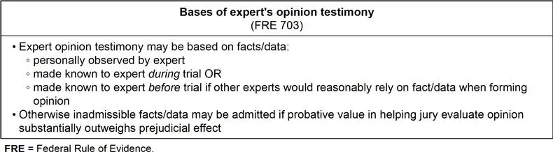 Bases of expert's opinion testimony