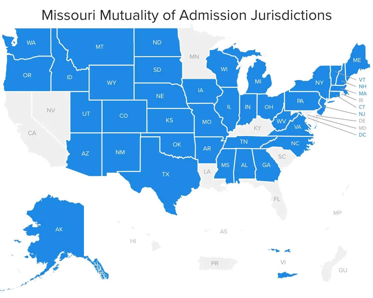 MO Bar Exam Mutuality of Admission Jurisdictions
