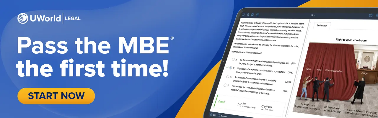 Pass the first time with UWorld's MBE QBank. Click here to start now.