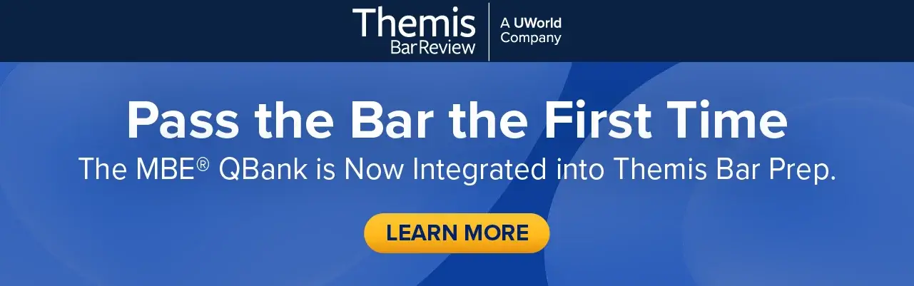 Learn more about passing the bar exam with MBE QBank, integrated into every Themis course.