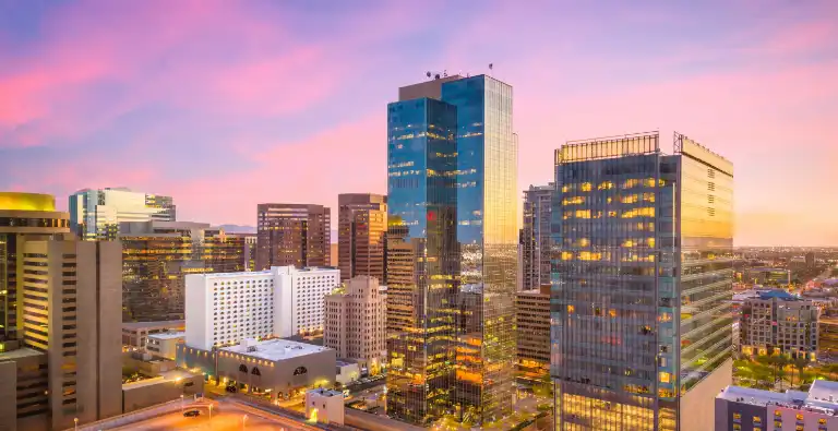 Phoenix downtown cityscape: Home to the Arizona Bar Exam.