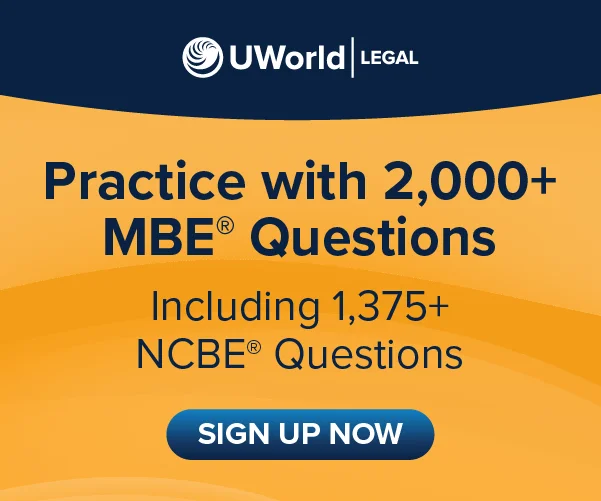 Sign up for UWorld’s MBE QBank with 2,000+ questions, including 1,375+ recently released by NCBE.