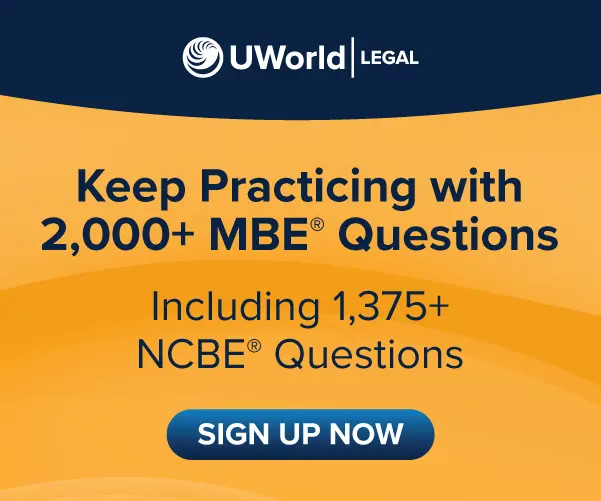 Sign up for UWorld’s MBE QBank with 2,000+ questions, including 1,375+ recently released by NCBE.