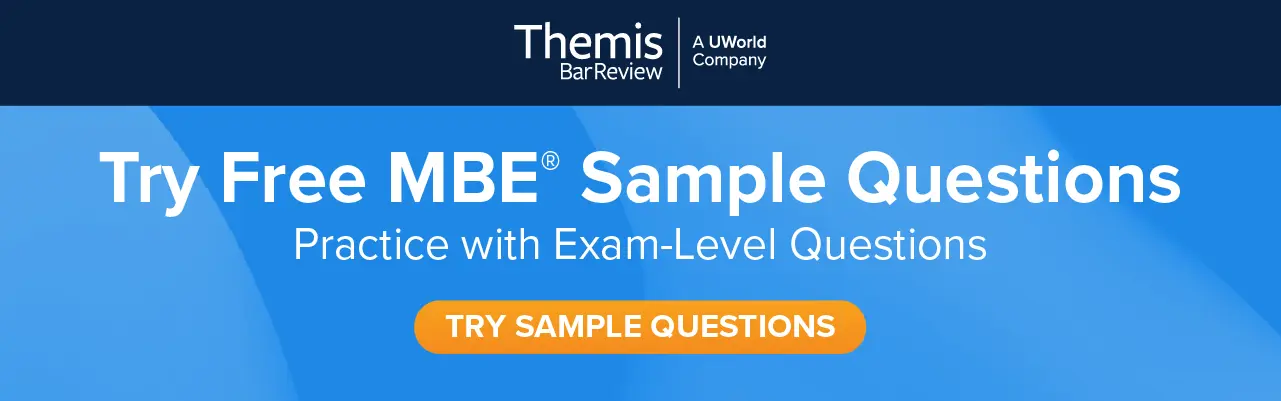 MBE QBank user testimonial: Questions are the closest to the real MBE. Click here to try free MBE questions.