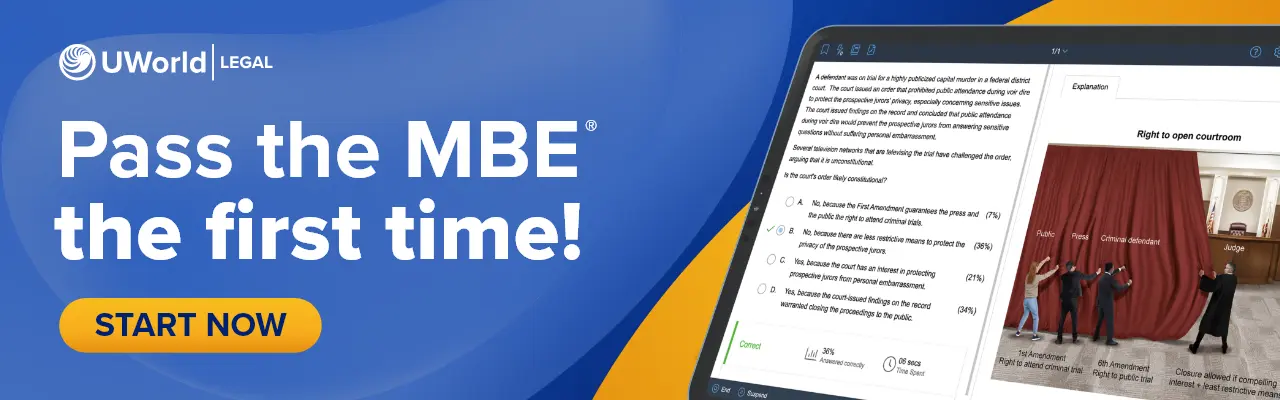 Pass the first time with UWorld's MBE QBank. Click here to start now.