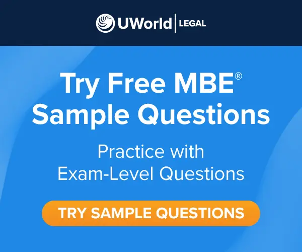 MBE QBank user testimonial: Questions are the closest to the real MBE. Click here to try free MBE questions.