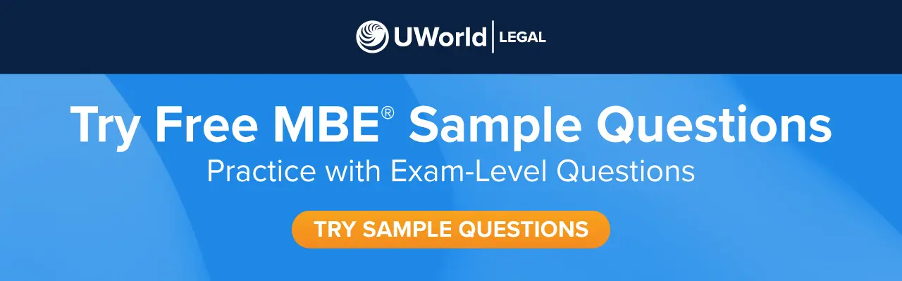 MBE QBank user testimonial: Questions are the closest to the real MBE. Click here to try free MBE questions.